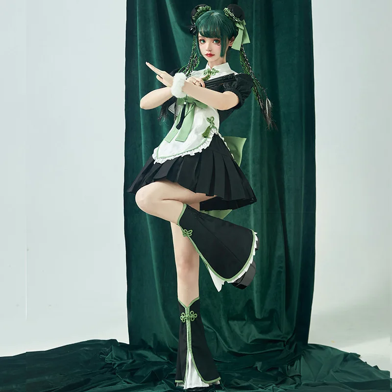 Cute Green Panda Bamboo Lolita OP Dress stile cinese donna migliorato Kawaii Girl Lolita abiti Vestidos Halloween Christmas Set