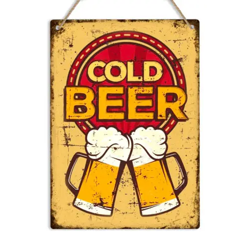 COLD BEER Retro Vintage Metal Tin Sign Plaque Lager Man Cave Shed Pub Bar Garage