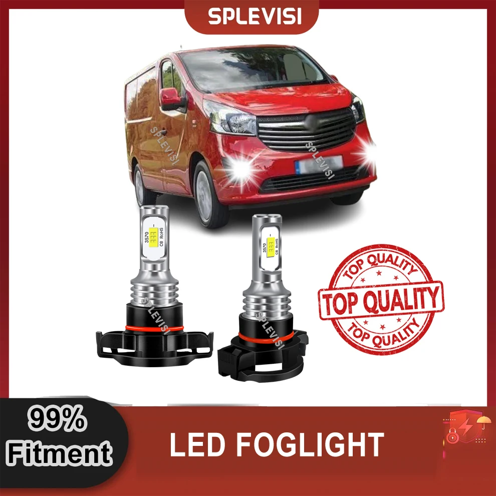 2x Car LED Fog Light Foglight Bulbs 6000K White Replace H16 5202 For Vauxhall Vivaro X82 2014-2019 Fiat Freemont 2011-2017