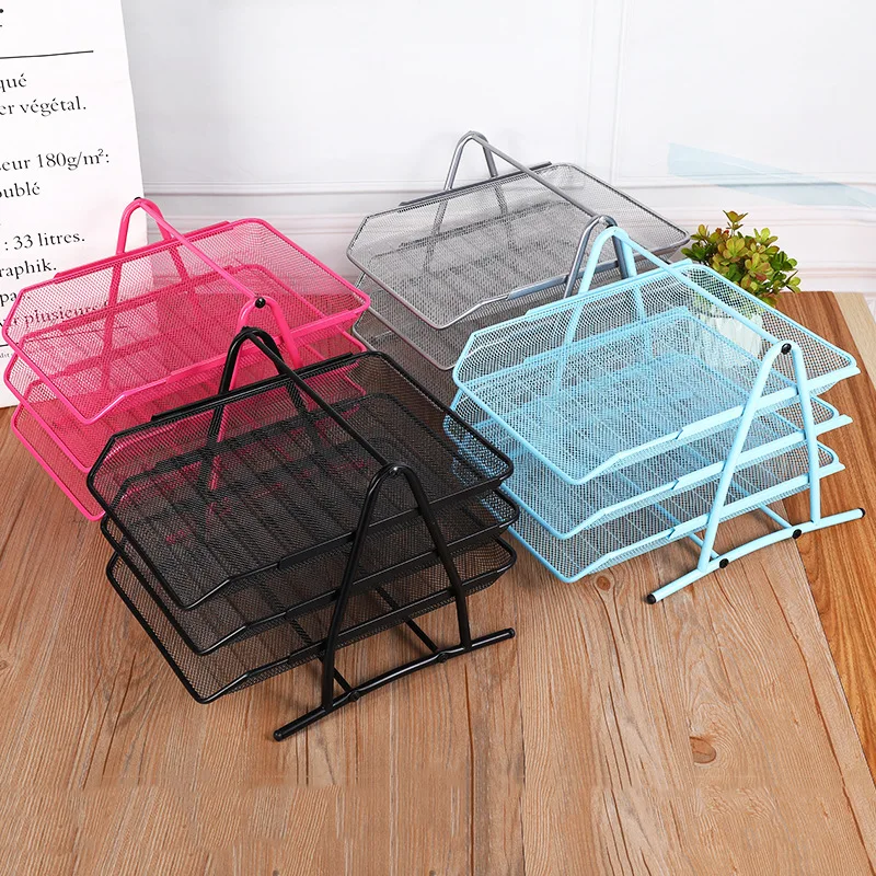 New Hot Sale Office Home Bedroom Metal Material Black Color 3/4/5 Tier Sliding Type Paper Letter Desk Organizer File Tray