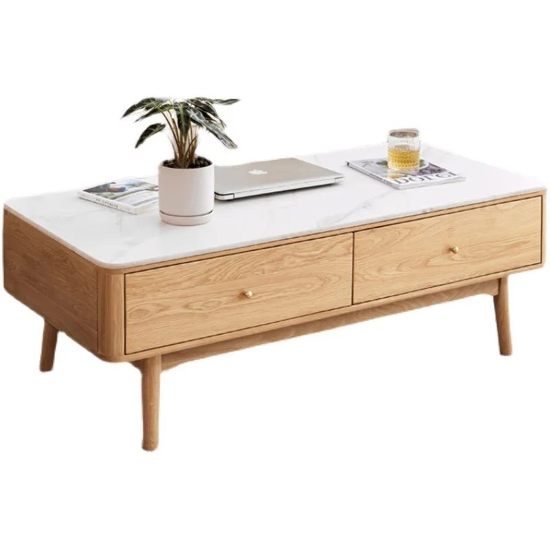 

Solid wood rock slab coffee table simple modern living room oak tea table Nordic small apartment