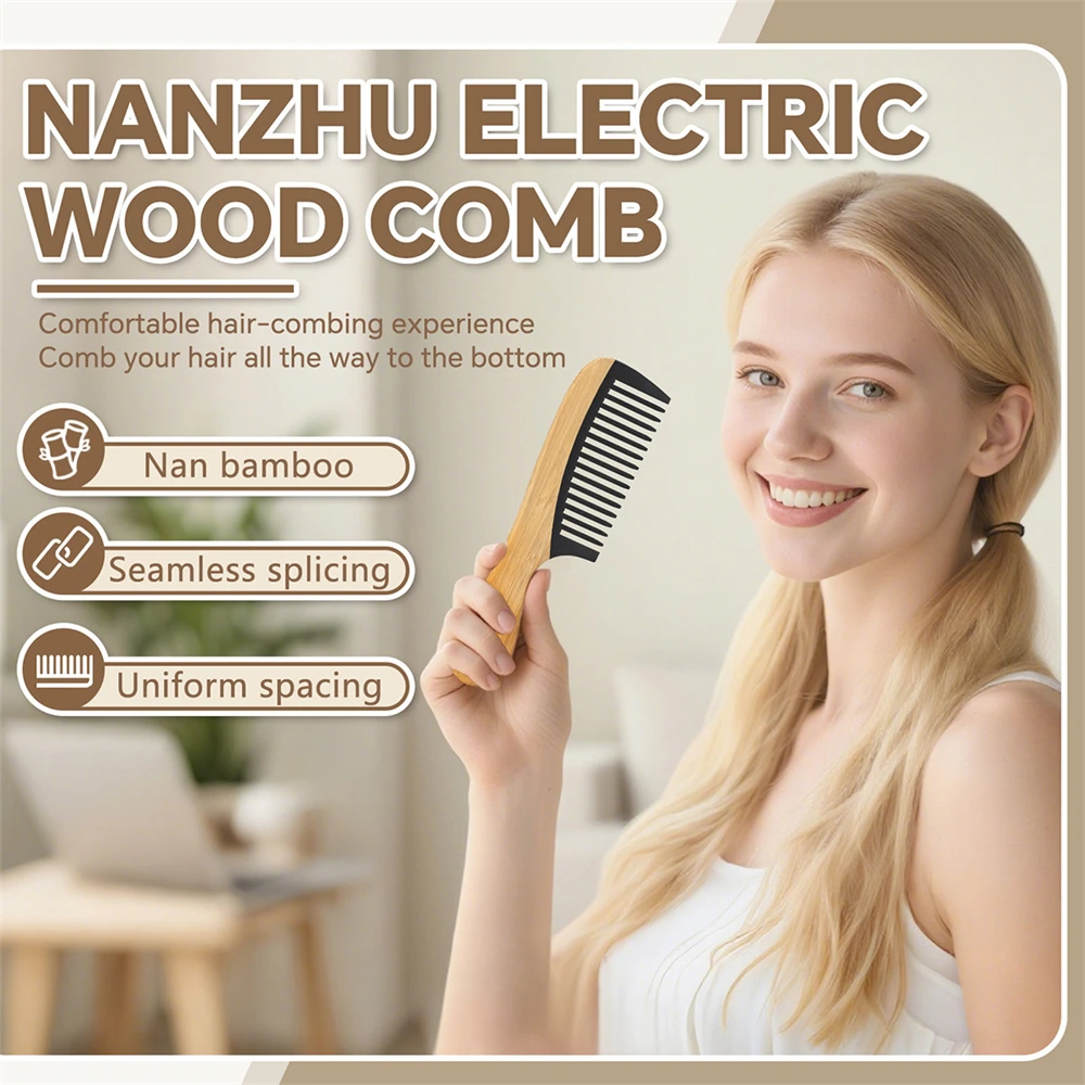 

1PC Natural Bamboo Wooden Tail Wide Tooth Hair Combs Hair Care Healthy Massage Close-Tooth Comb Acessorios De Barbeiro