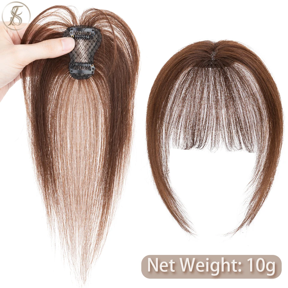 TESS Natuurlijke Haar Pony 3D Fringe 10g Menselijk Haar Onzichtbare Clip In Haarverlenging Met Tempels Haar Clip Natuurlijke pony Voor Vrouwen