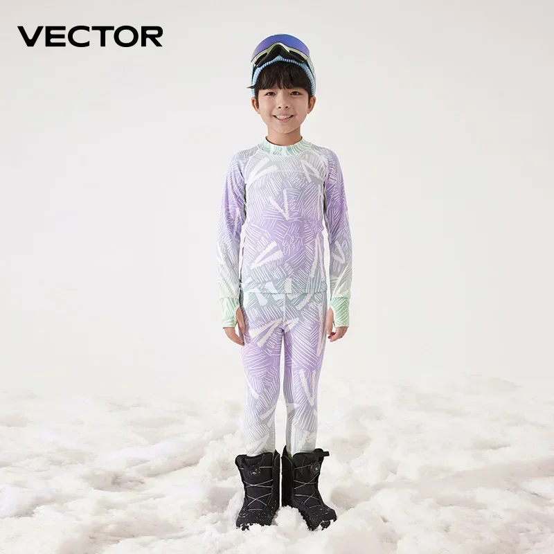 VECTOR Kinder Ultra Soft Winter Quick Dry Base Layering Set Mikrofaser Fleece Thermounterwäsche Lange Unterhosen Set Kleidung