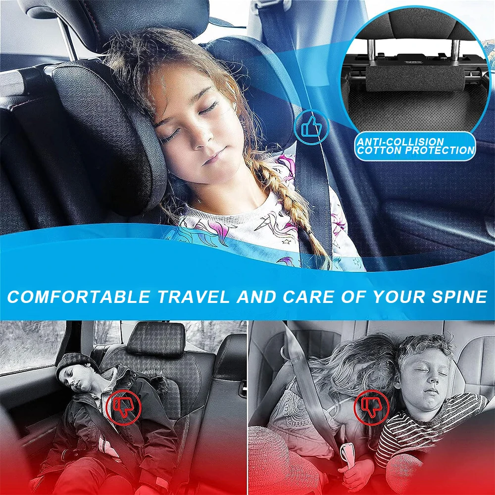 Car Pillow Side Headrest Removable Retractable Neck Support Car Seat Headrest Side Pillow for Children Adults Car Accessories