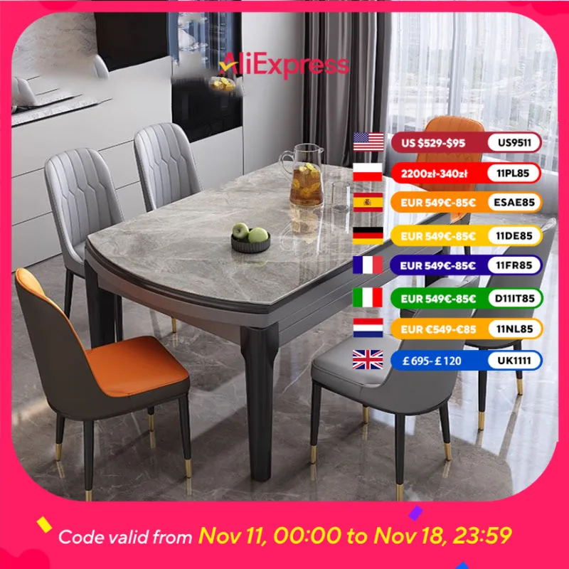 

Круглый роскошный стол для вечеринок, складной набор для гостиной, обеденный стол, кухонный выдвижной скандинавский стол Mesa De Comedor, мебель