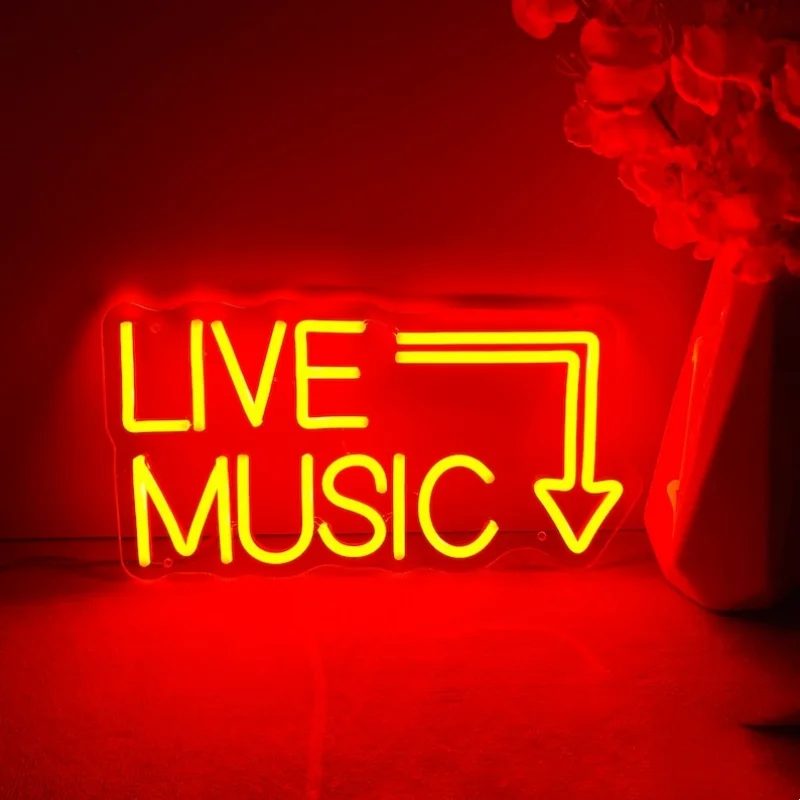 

LIVE MUSIC Neon Sign Custom Led Light for Live House Music Studio Decor Home Room Live Show Wall Decor Shop Signage Neon Art