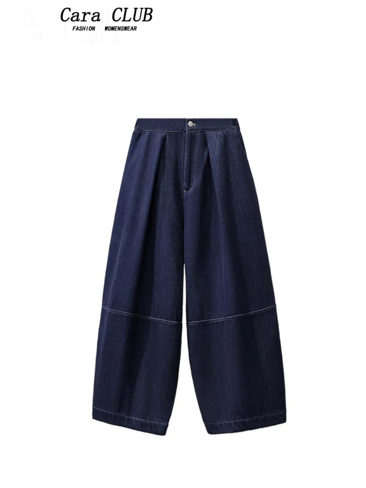 

High Waist plus Size Women's Harlan Jeans Casual Versatile Nine Point Pants Korean Sle Loose Fit ket Detail Polyester Fiber