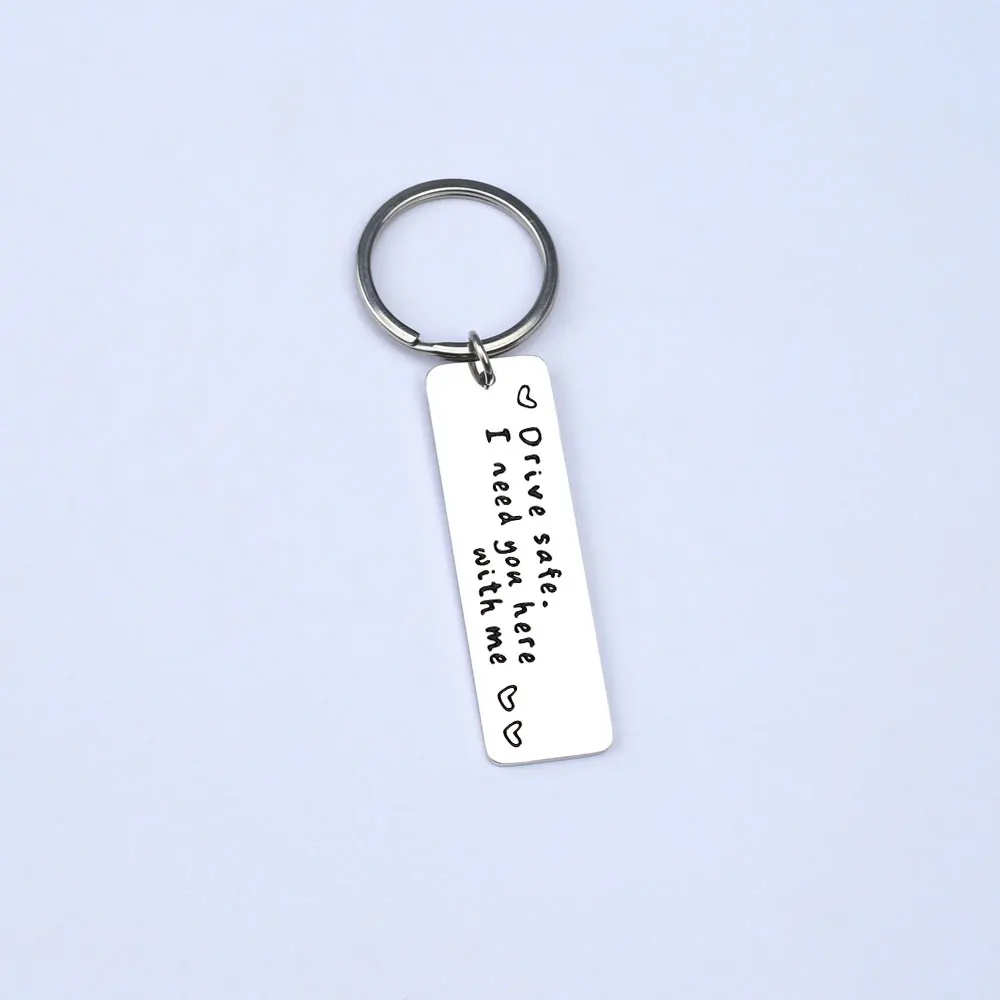 Safe Driving Keychain Initials Letter Men Women Stainless Steel Keychain Birthday Christmas Father's Day Gift Jewelry