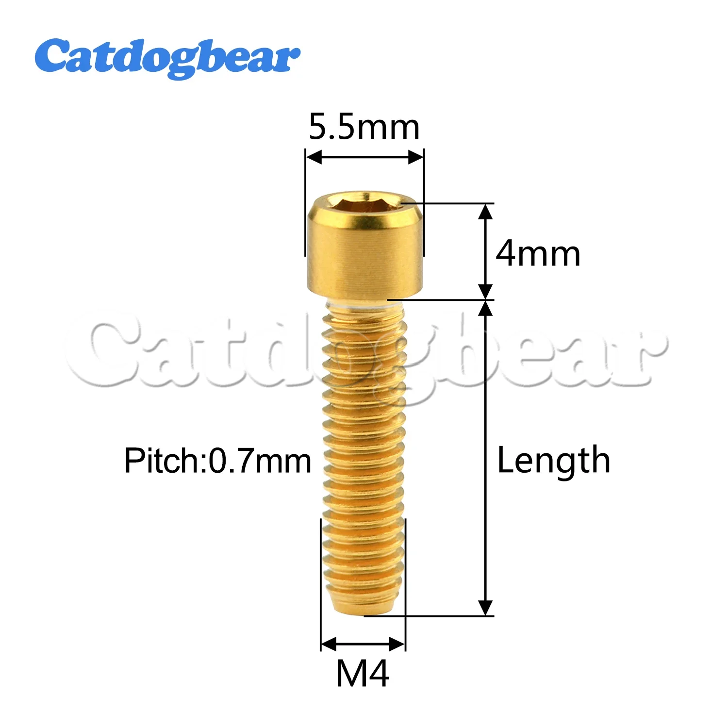 Catdogbear M4 Titanium Kolomkopbout Zeshoekige Titanium Schroeven Bevestigingsmiddelen voor Fiets 10mm 13.5mm 15mm 20mm 25mm