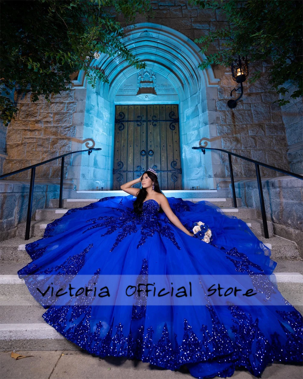 Royal Blue Ruffles Sequined Appliques 15 Quinceanera Dresses 2024 Luxury Sweetheart Mexican Princess Birthday Dress Customized