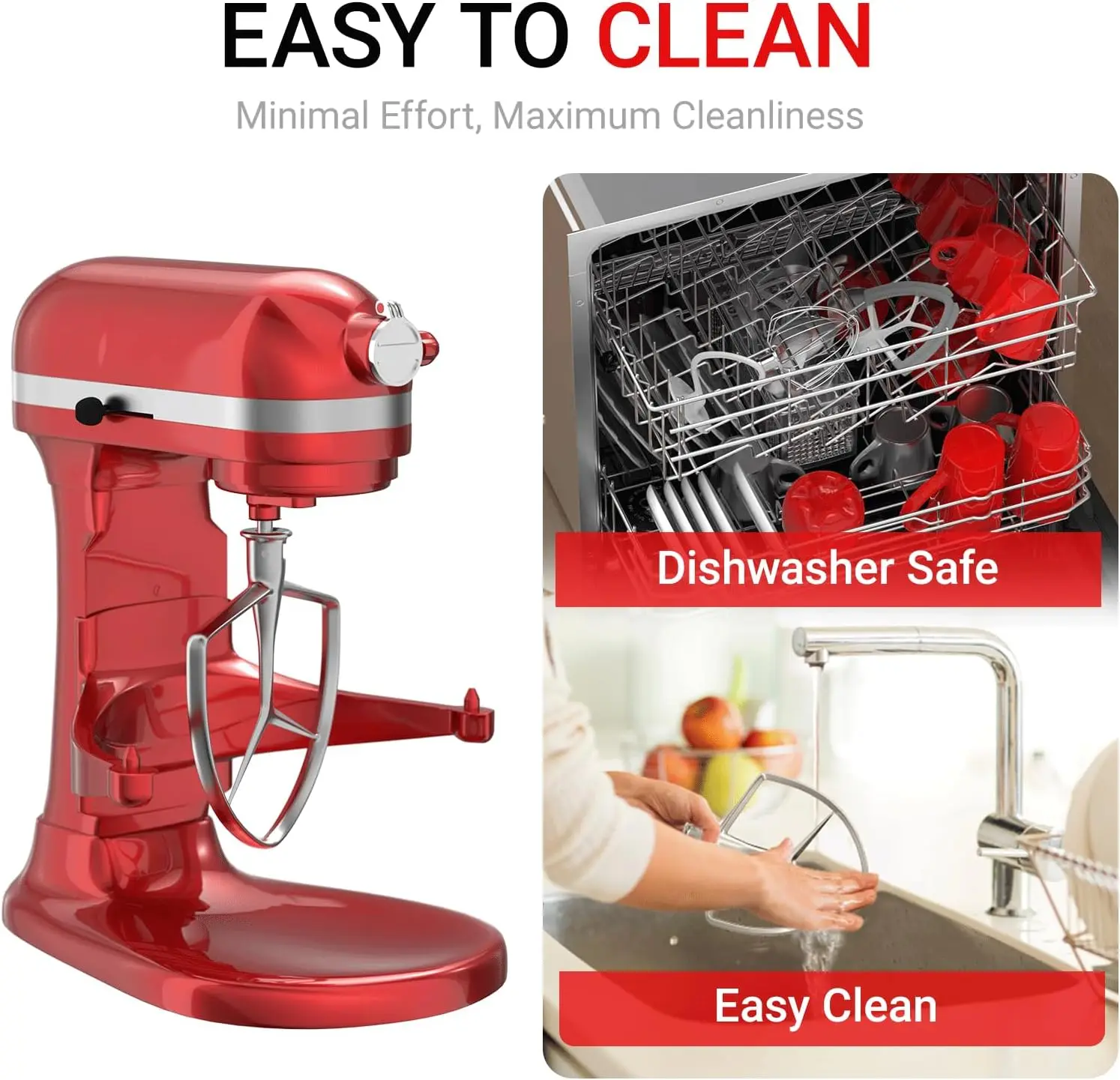 Stainless Steel Kitchen Mixer Accessories Compatible with KitchenAid Mixer and 7 Quart Bowl. 7QT 9 Line Whip, 7QT Flat Mixer