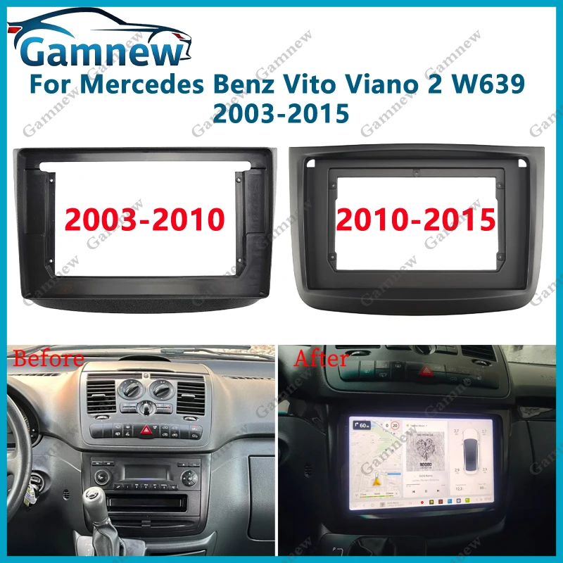 Marco de coche de 10 pulgadas, adaptador de caja Canbus Fascia, Kit de Panel de montaje de tablero de Radio Android para Mercedes Benz Vito Viano 2 W639 2003-2015