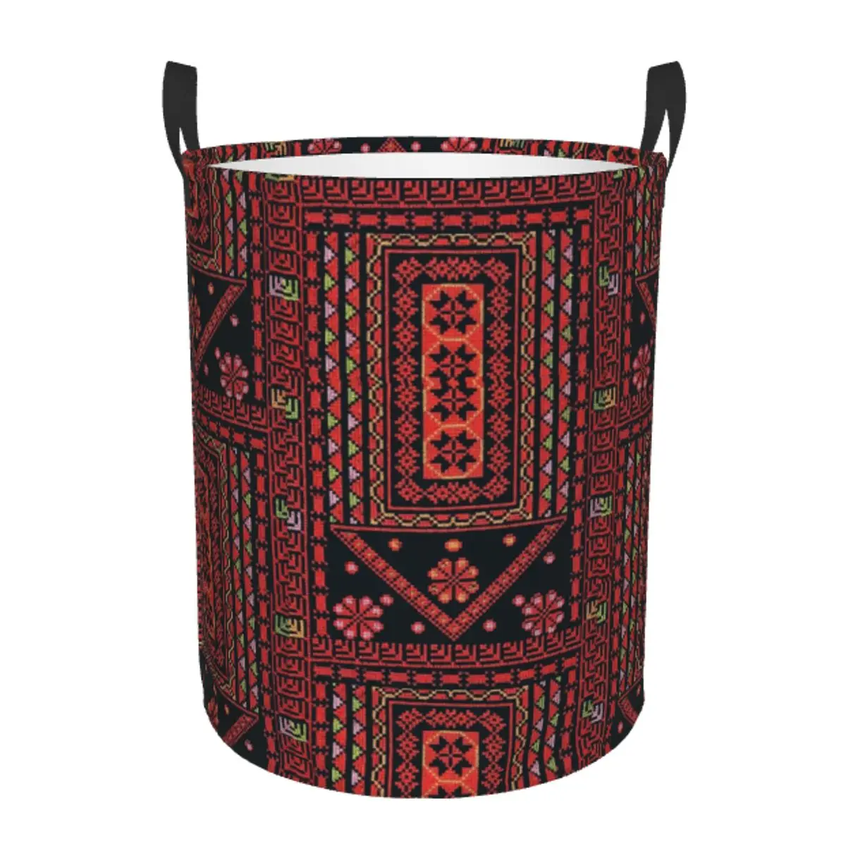 مخصص ثلاثة زهور الفلسطينيين التطريز سلة الغسيل سلة تخزين الملابس الكبيرة لعبة بن المنظم للحضانة