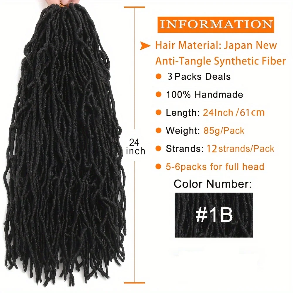 Faux Locs Häkel-Kunsthaar, weiche Locs, gewellte Dreadlocks, Häkelzöpfe, natürliches, vorgeschlungenes Häkelhaar für schwarze Frauen, Bl