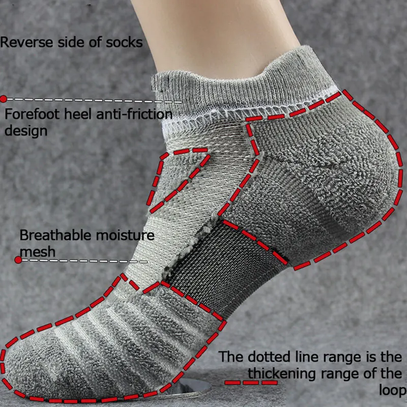 1 Pair Of Men\'s Sports Socks Breathable Sweat-absorbing Outdoor Running Hiking Socks Non-Slip Cycling Ankle Socks