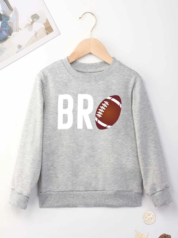 American Style Football Bro Boys Clothes Grey Simple Street Casual Kids Sweatshirt Fashion Trend Harajuku Popular Child Hoodie