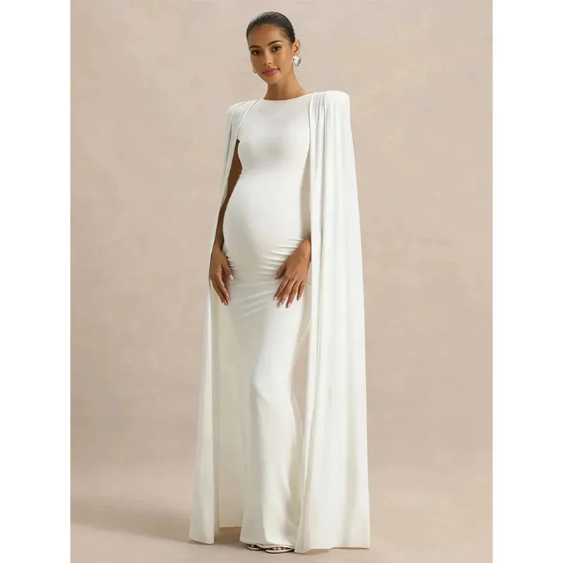 Studio-Umstandsfotografie-Umhangkleid, schmal geschnittenes Schwangerschaftskleid, mehrfarbiges Baby-Shower-Foto-Outfit-Kostüm