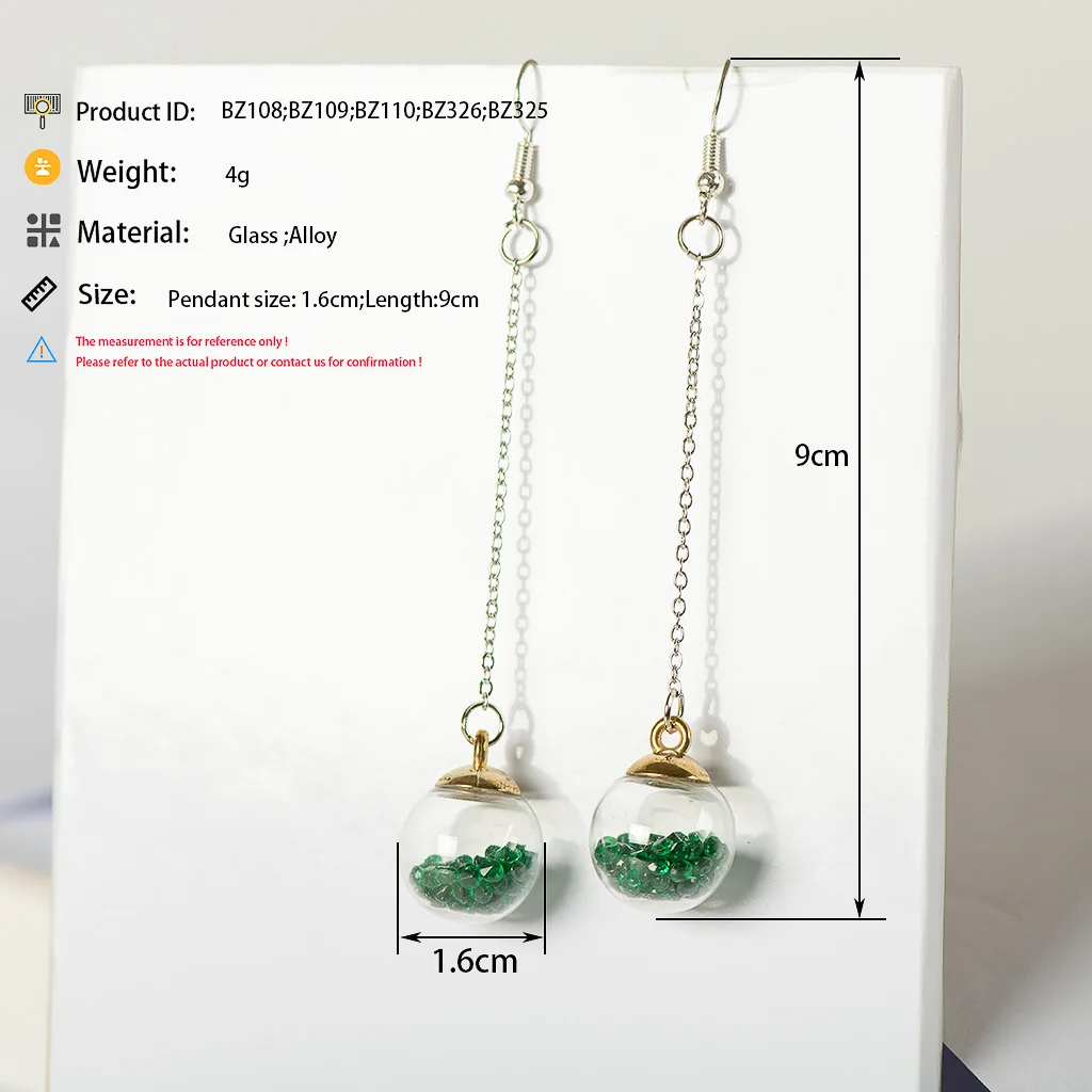Eardrop Dried Beauty In Glass Ball Earrings Fantasy DIY Ear Lines Dangle Earring For women #BZ108