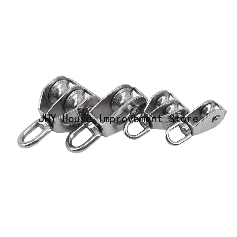 1pcs Stainless Steel Pulley M15/M25 Single Wheel Swivel Lifting Rope Pulley Set Bearing Lifting Wheel Tools Manual Rope Lift