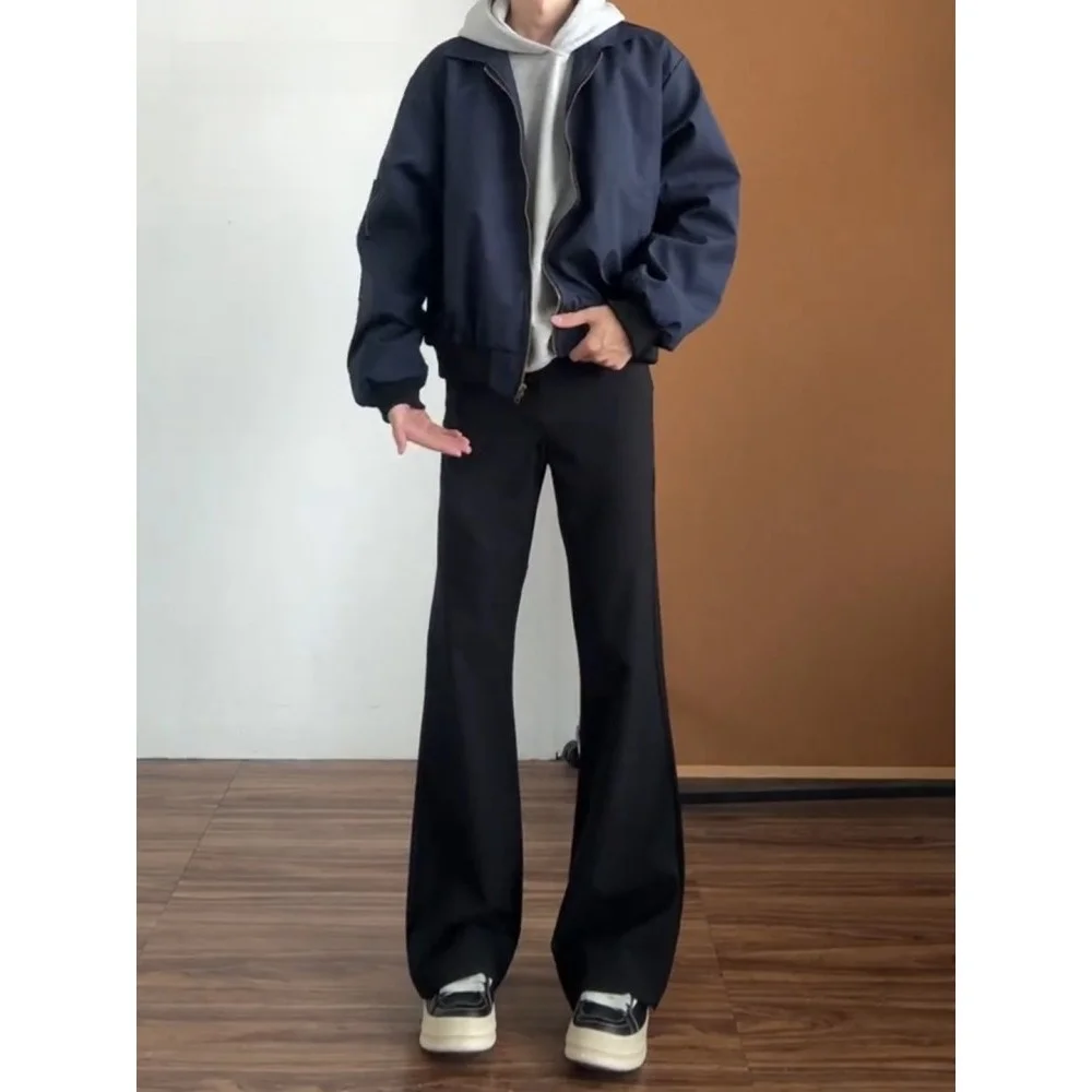 High-End 3D Casual Men's Pants Diamond Partition Pleat Loose Fit Business Suit Pants Visual Leg Lengthening Trendy Trousers