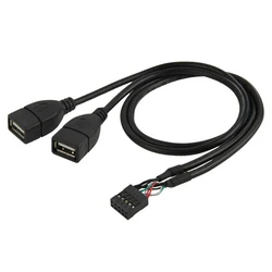 1PCS 15cm MotherBoard 9Pin Turns USB2.0 Two Extension Line Main board Female Header to Dual USB 2.0 Female Adapter Cable