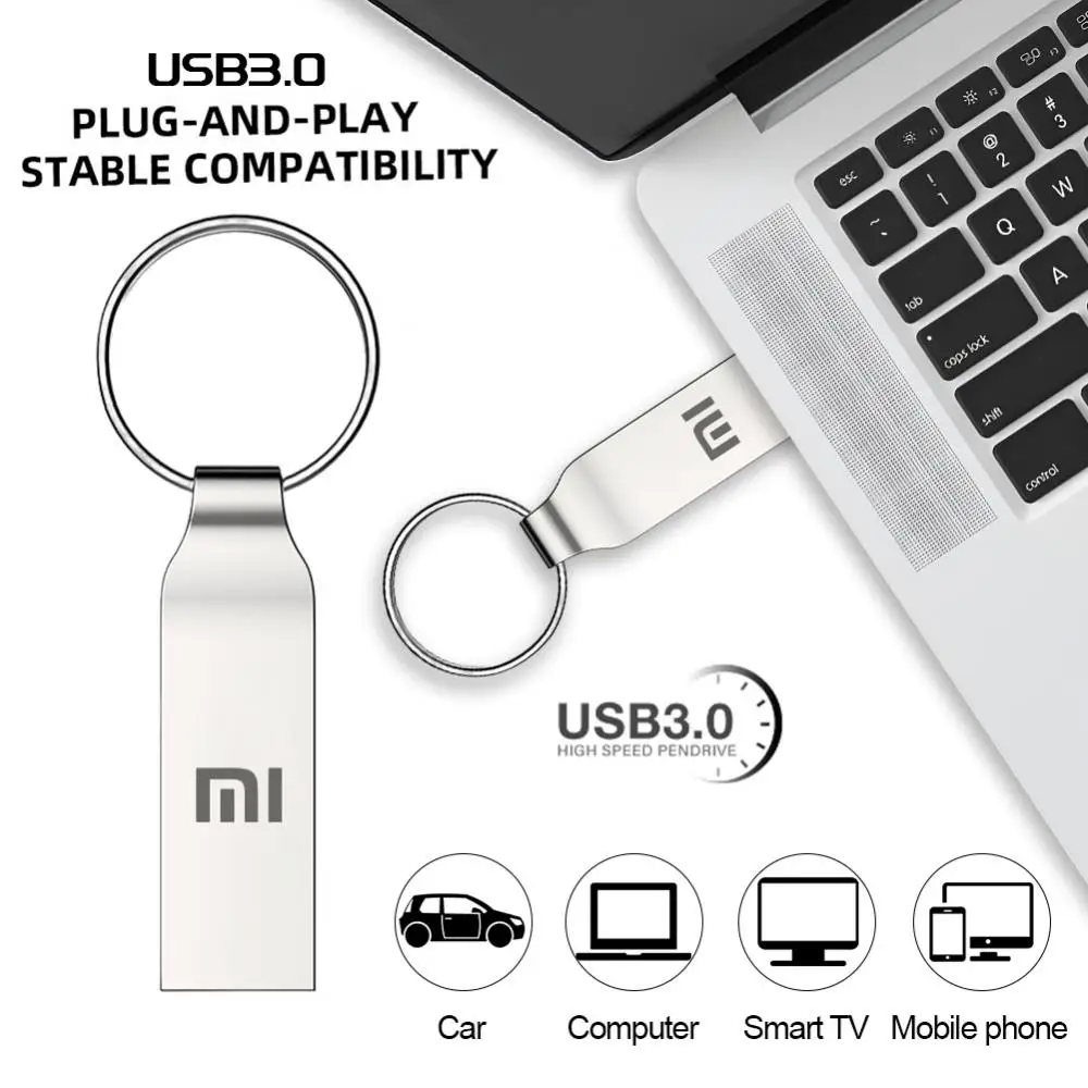 محرك فلاش Xiaomi 2 تيرا بايت USB 3.2 عالي السرعة معدن U القرص TypeC عصا الذاكرة مقاوم للماء SSD تخزين هاتف الكمبيوتر نقل البيانات المحمولة