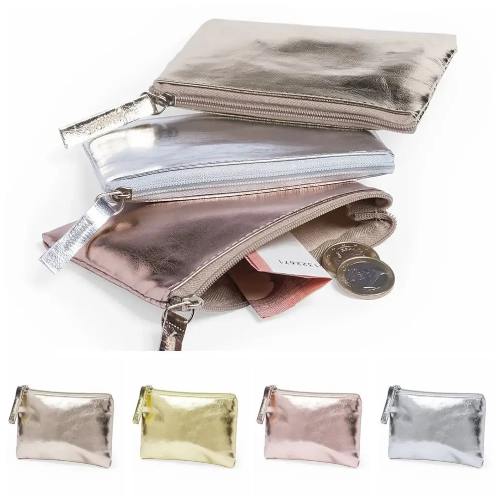 

Retro Cosmetic Bag Bright PU Coin Purse Solid Color Wallet Zipper Coin Purse Earphone Pouch Coin Purse Small Item Bag Travel