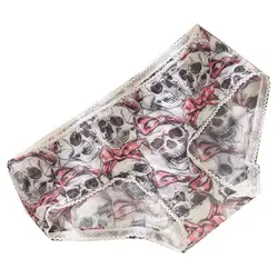 Women's Sexy Sheer Mesh Panties with Leopard Butterfly Print Lace Trim Mid-Waist Soft Breathable Daily Intimate Underwear