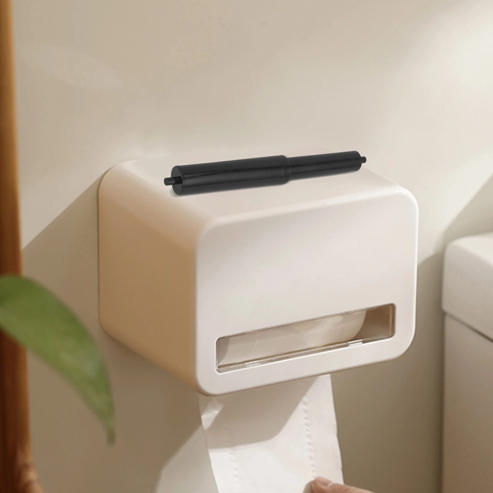 

4Pcs Toilet Paper Roll Holder Adjustable Spring Rod Center Spindle Black Small Bathroom Tissue Box Core Accessories Spacesaving