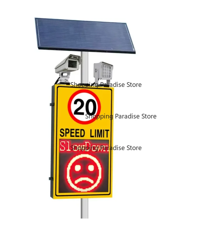 Outdoor Solar Powered Speed Limit Sign with Camera Traffic Road Warning Sign Auto-Reflective Solar-Powered Traffic Sign