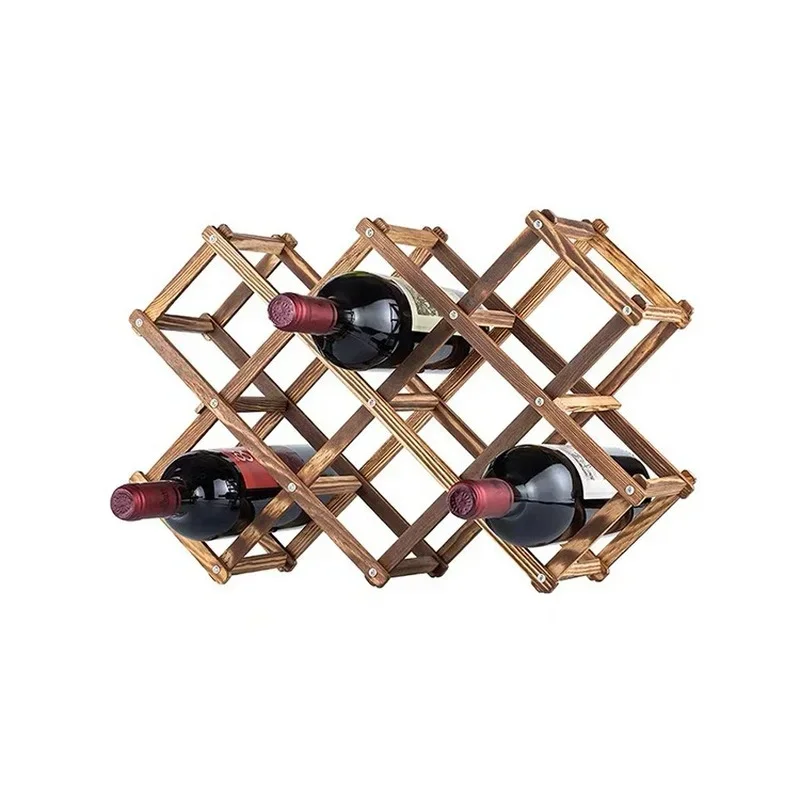 Quality Wine Racks Wooden Wine Bottle Holder 10 Bottle Holder Mount Bar Display Shelf Folding Wood Organizer Wine Racks Men Gift