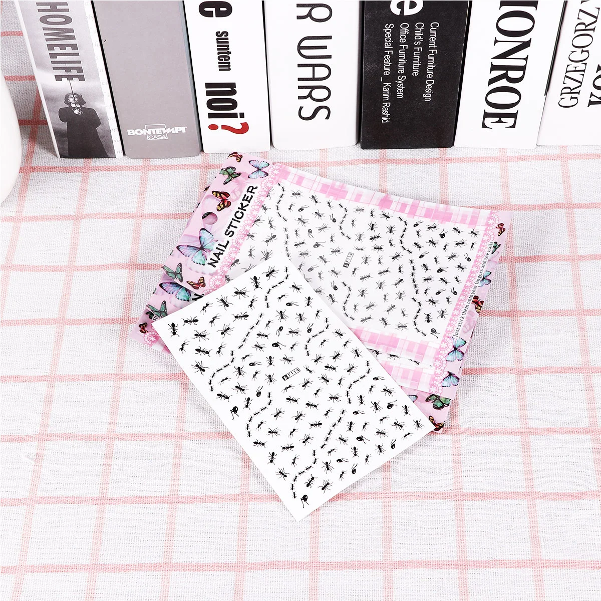 

4 Sheets DIY Nail Stickers Ant Nail Pastes Nail Tip Decals Delicate Manicure Decoration for Women Girls