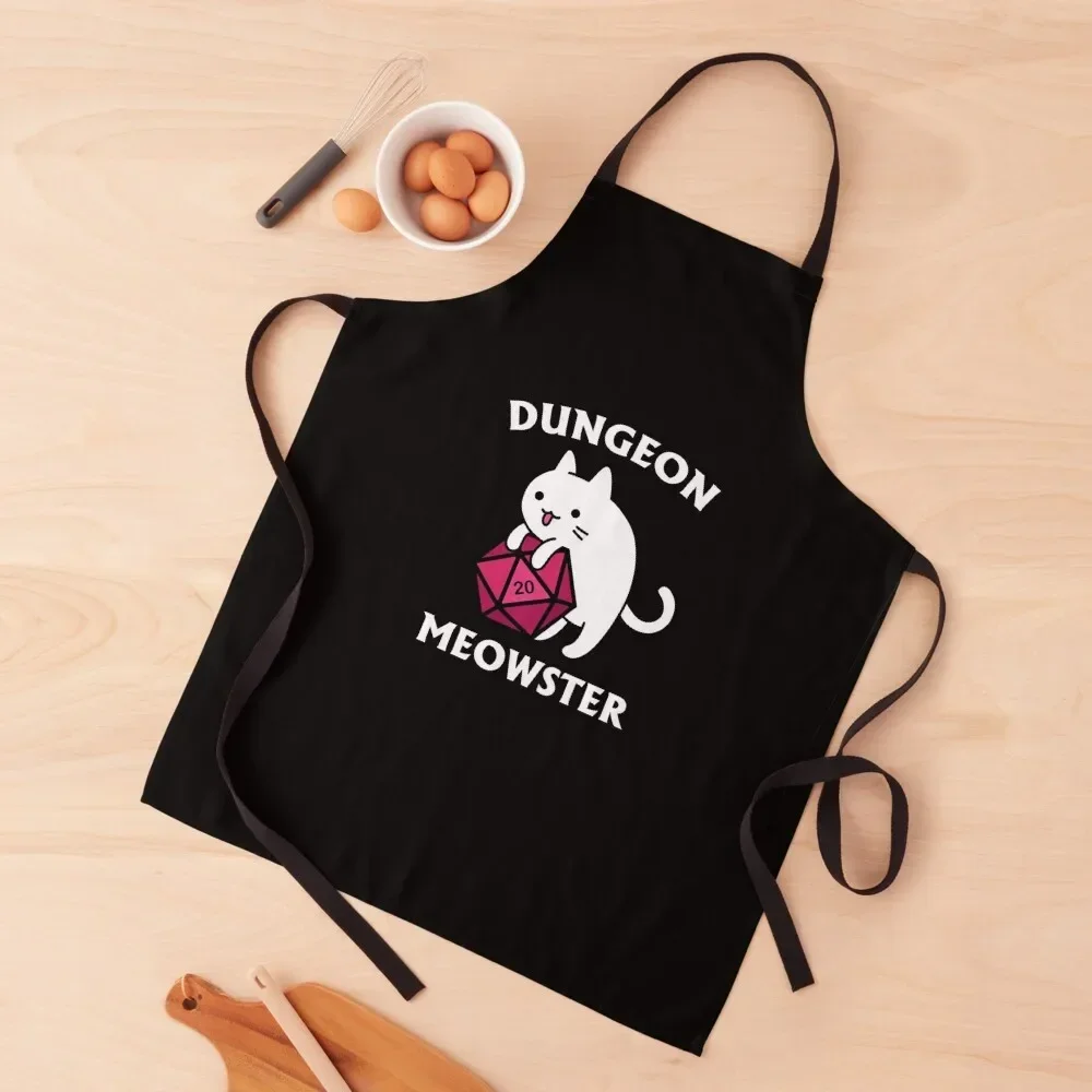 Dungeon Meowster - DnD Dungeon Master Cat with D20 Apron Kitchen Household Items Home and kitchen products Apron