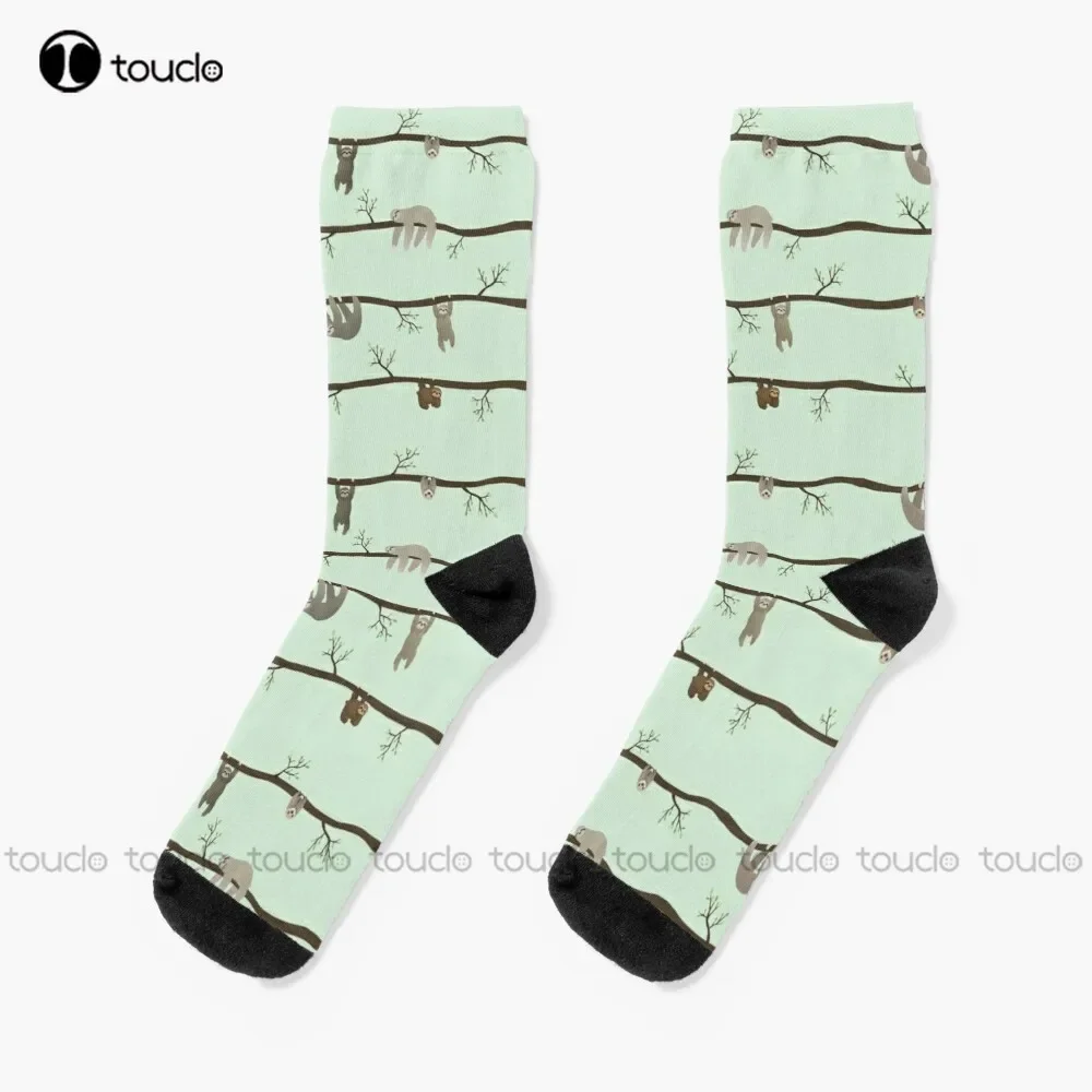 Sloths Sloths Animal Animals Nature Wildlife Pattern Socks Men'S Socks Personalized Custom Unisex Adult Teen Youth Socks