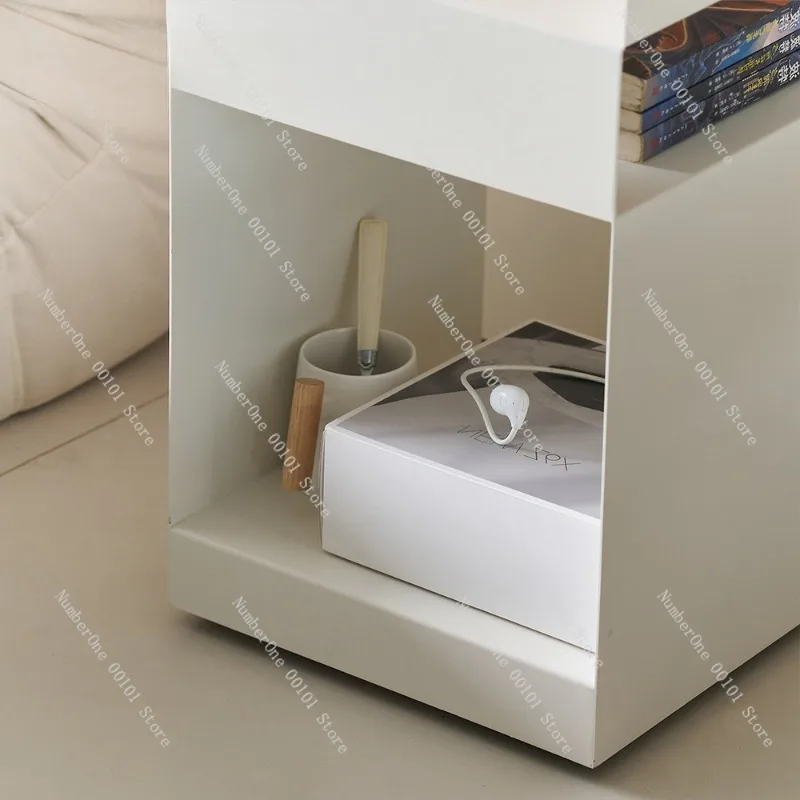 Nordic Designer Sofa Side Table Mobile Bedside Cabinet Rolling Storage Trolley Modern Bedroom Nightstand Minimalist Living Room - view 4