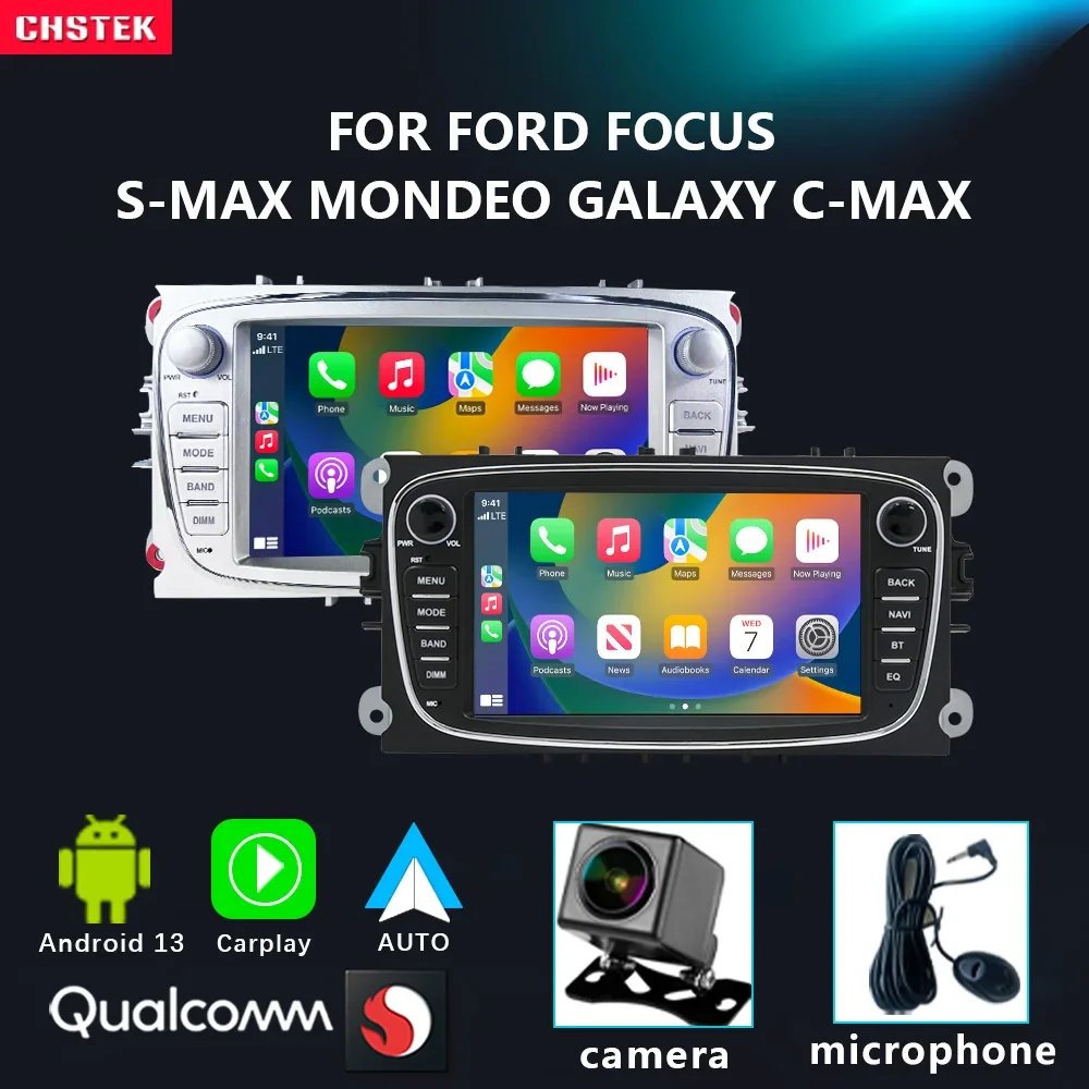 

CHSTEK Android 13 Car Radio Carplay Navigation For Ford Focus Mondeo Galaxy S-Max C-Max 2008-2011 Convers+ Bluetooth WIFI 4G GPS