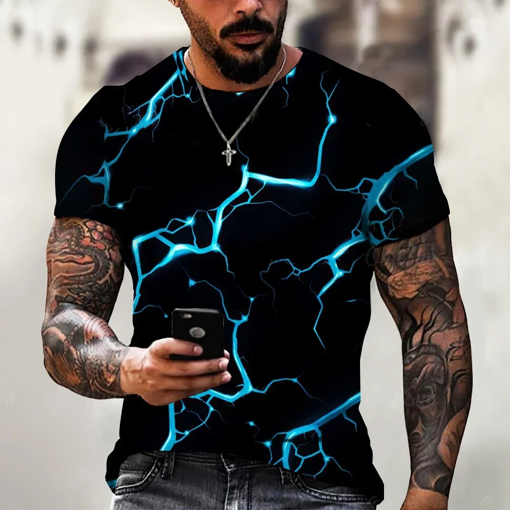 3D Digital Printed T Shirts for Men Lightning Cool Summer Fashion Haikyuu T Shirts Casual Short Sleeve Oversized Men's Clothing