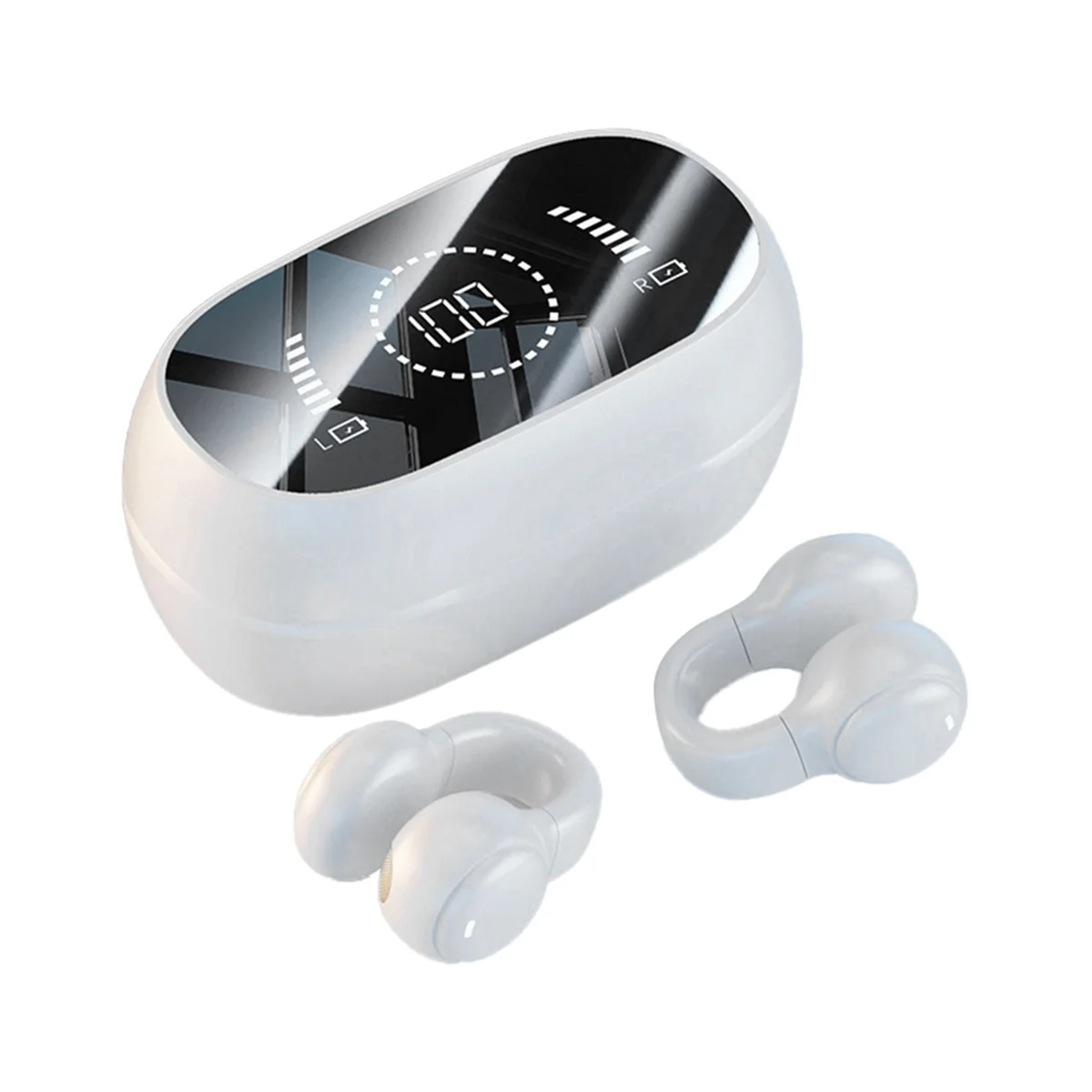 하이 퀄리티 골전도 무선 헤드폰, 블루투스 소음 감소, 스포츠 게임용 헤드폰, 흰색