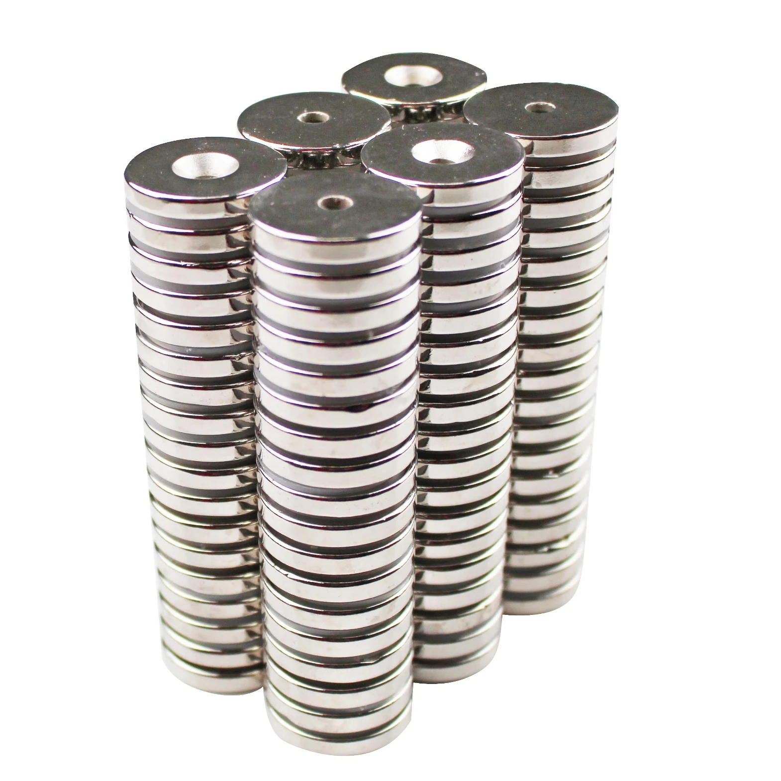 10PCS Strong Neodymium Magnets with Hole Dia 8mm-40mm With M3 M4 M5 Countersunk Ring Hole Rare Earth Round N52 Perforated Magnet