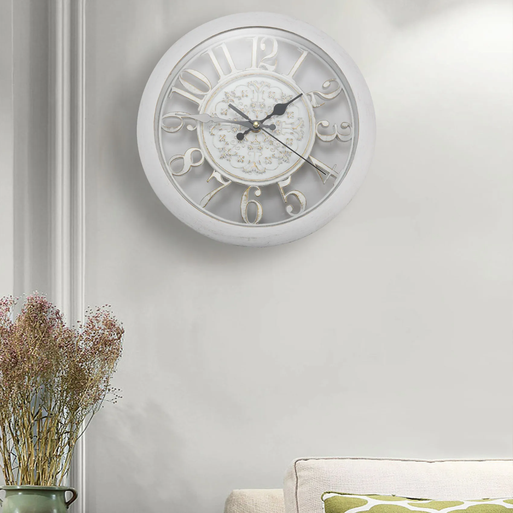 Wall Clock Saat Clock Clock de Pared Wall Saati Vintage Digital Wall Clocks Clock de Wall Wall Watch Horloge wall Quartz(white)