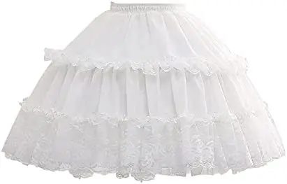 เด็กหญิง Lolita คอสเพลย์สั้น Petticoat Ruffles ลูกไม้ลายดอก2 Hoop ดอกไม้สาว Underskirt Slips