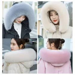 Faux Fox Fur Scarf Winter Hood Fur Decor Shawl Multicolor Fake Fur Scarf Winter Coat Fur Collar