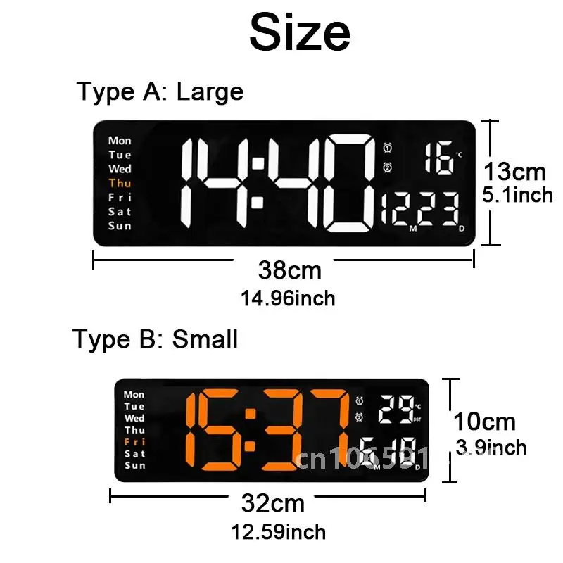 Wall-mounted Digital Wall Clock With Remote Control Large Wall Clocks Temp Date Week Display Power Off Dual Alarms Table Clock