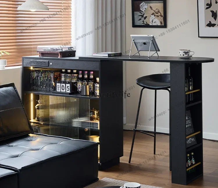 

D25*Retractable Bar Counter Balcony Leisure Hallway Small Bar Sideboard Cabinet