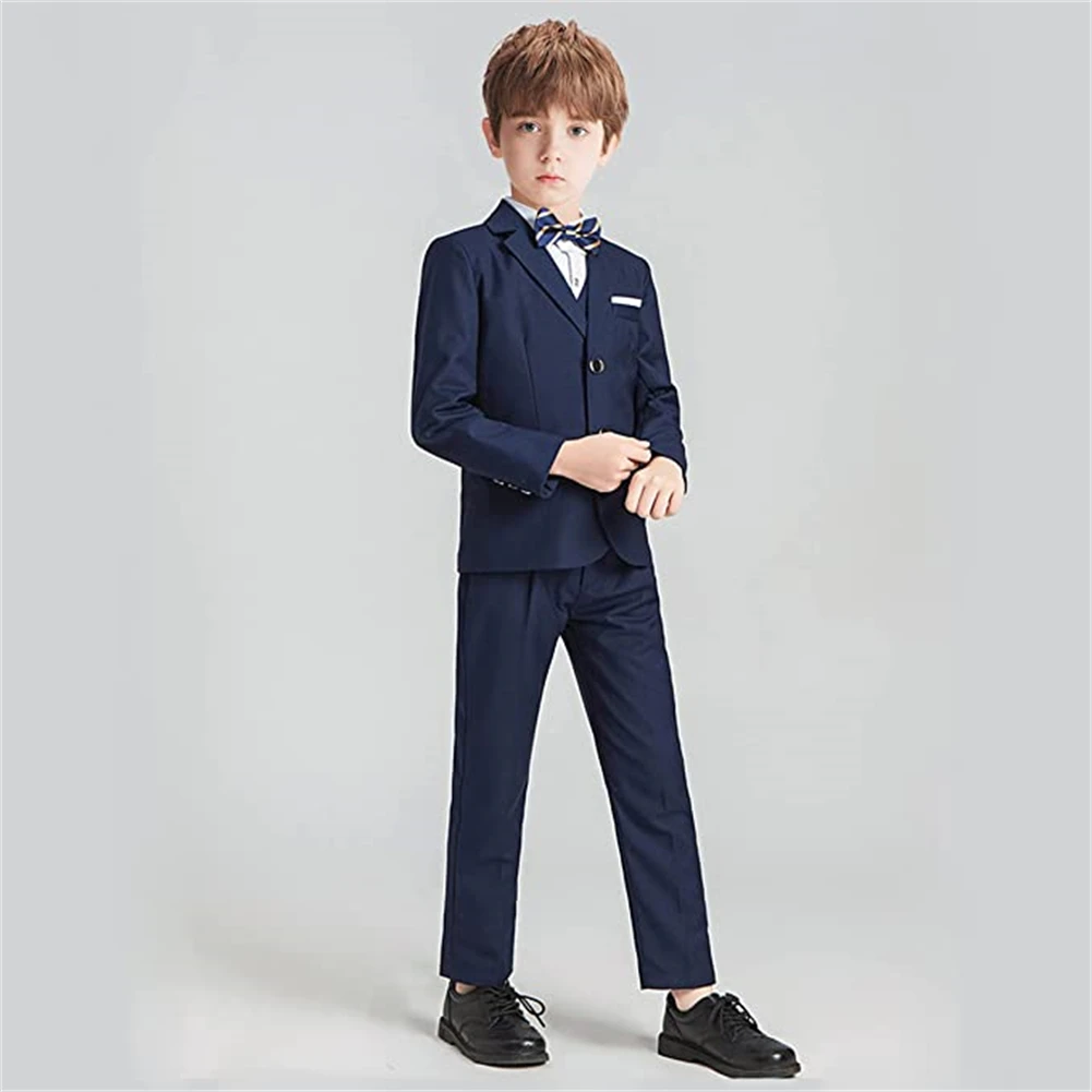 Brand Selection Schwarzes Anzugset für Kinder von 3–14 Jahren, dreiteiliges formelles Anzugset für Jungen für Hochzeit, Kommunion, Schulanfang – Detail 6