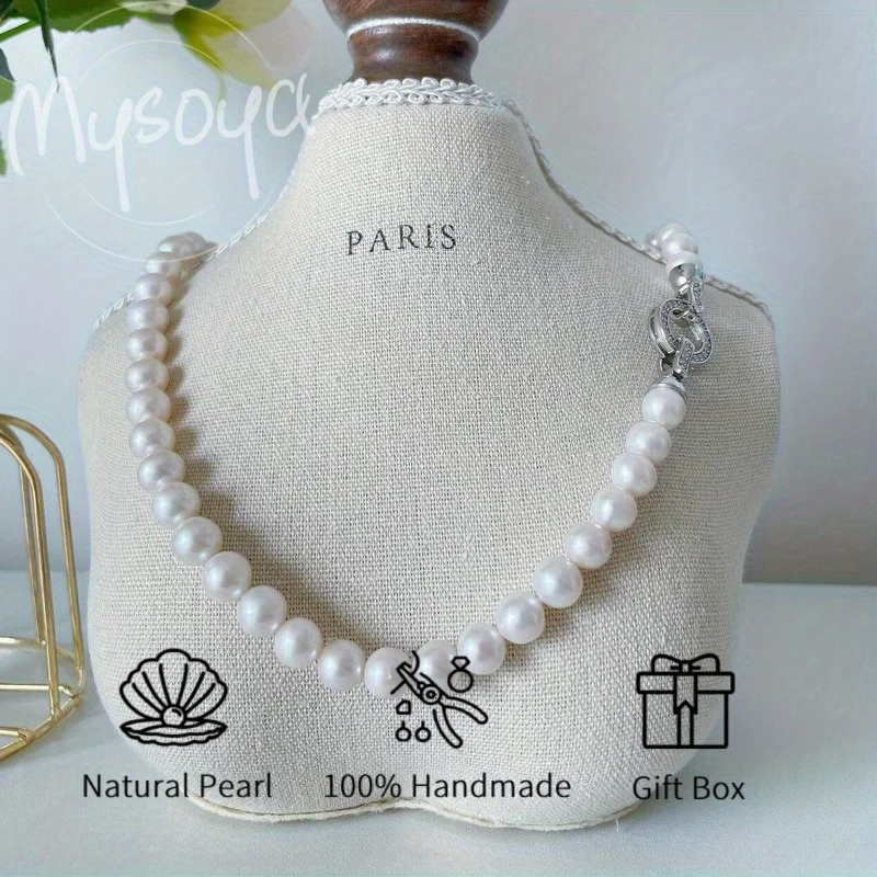 

MYSOYA 7-8 мм 8-9 мм белое ожерелье из пресноводного жемчуга АК простой стиль унисекс ювелирные изделия с подарочной коробкой для свадьбы, дня рождения, Рождества