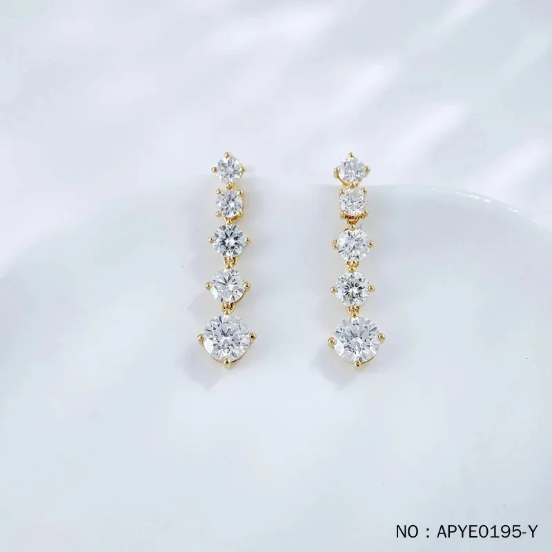 5 Stone Bubble Design Round Lab Grown Diamond Pendant Earrings Brilliant Sparkle Light Weight Comfortable Wearing Minimalist