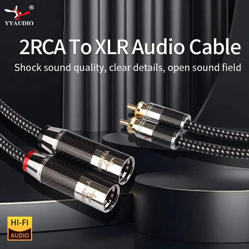 

YYAUDIO Hifi 2 XLR Female to 2 RCA Male Cable 2 XLR to RCA Plug Stereo Audio Cord Speaker Microphone Amplifier Mixe Wire