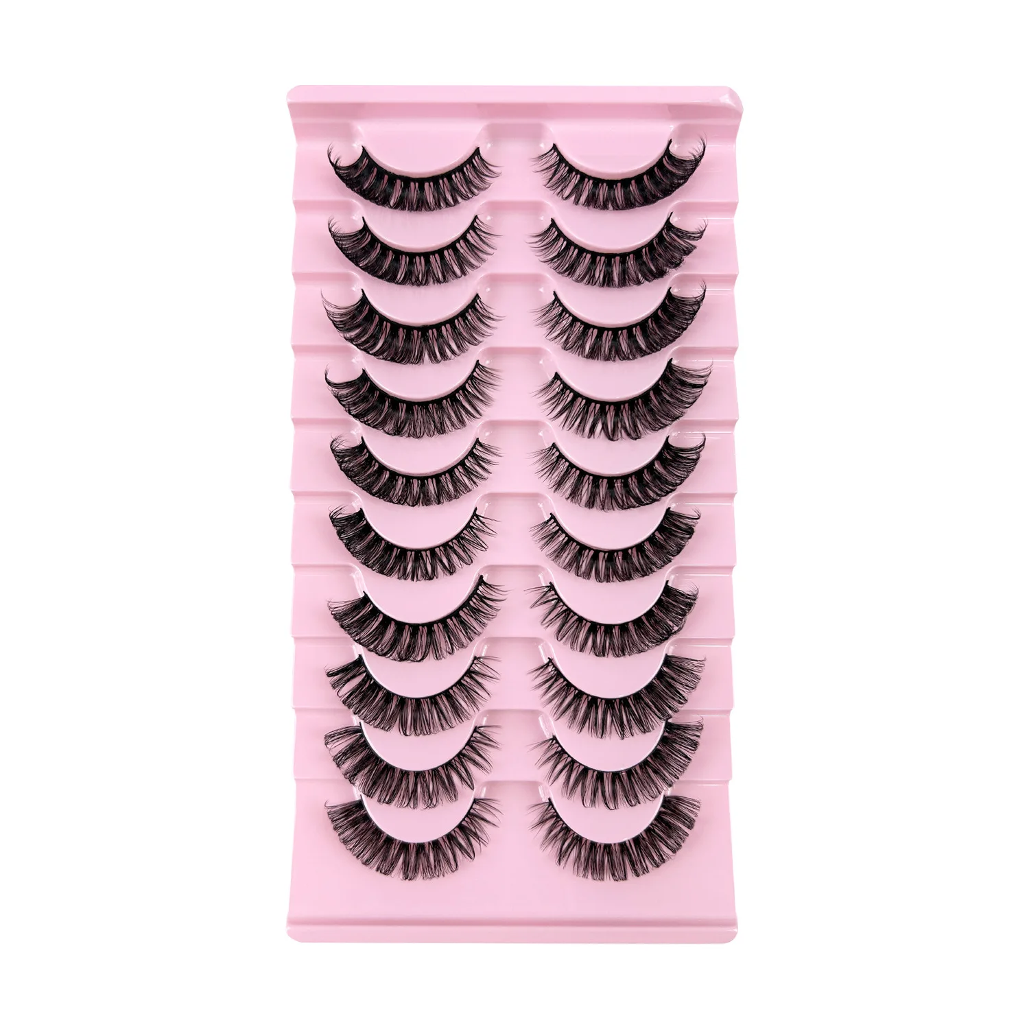 10 par rzęs 3D Naturalne sztuczne rzęsy Puszyste Miękkie Krzyżowane Rzęsy Manga Efekt Kociego Oka Delikatne Naturalne Przedłużanie Rzęs Makijaż